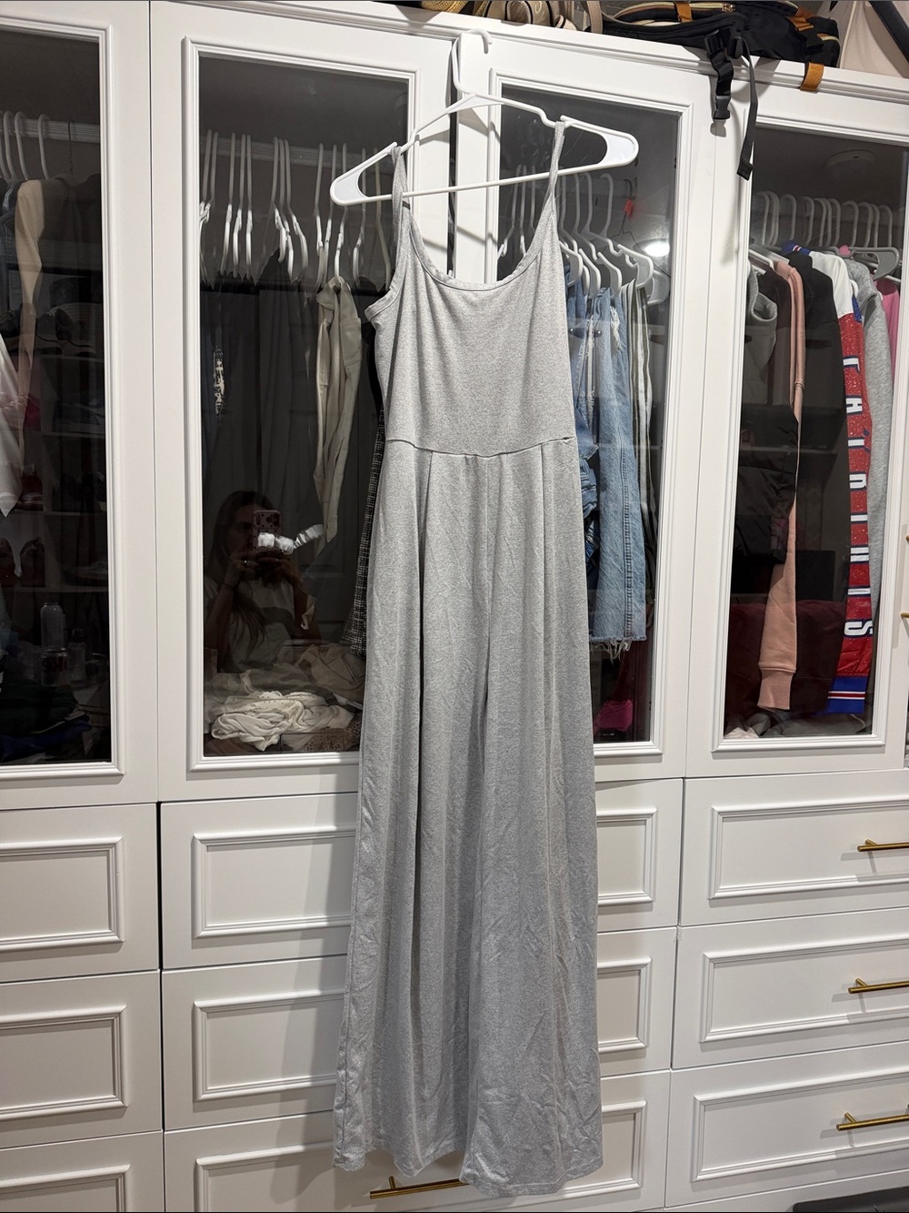 SHEIN Silver Gray Spaghetti-Strap Jumpsuit